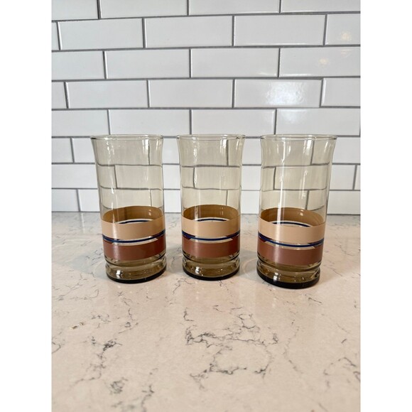 Vintage Libbey Glass Tumblers Smoked Glass Set of 3 - Picture 1 of 4